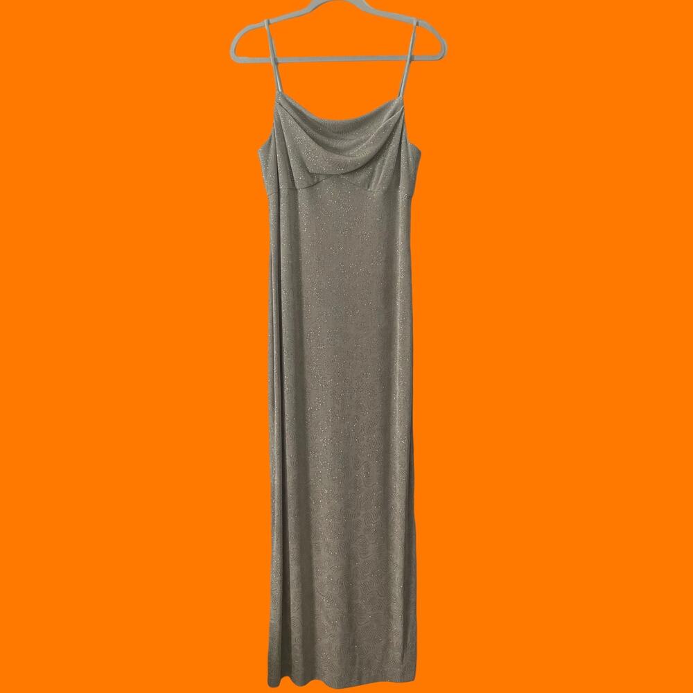 90's vintage slinky cowl neck glittery formal prom evening dress Size 8